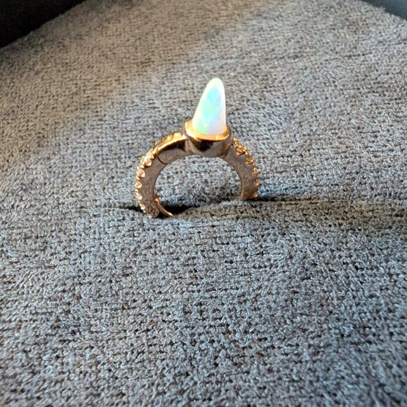 **SOLD**Single Short Opal Spike Diamond Eternity Hoop Earring Rose Gold - Picture 2 of 8